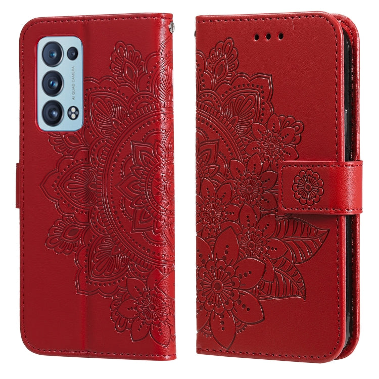 7-petal Flowers Embossing Pattern Horizontal Flip PU Leather Case with Holder & Card Slots & Wallet & Photo Frame, For OPPO Reno6 5G, For OPPO Reno 6 Pro 5G, For OPPO Reno 6 Pro+ 5G, For OPPO Realme 8 5G