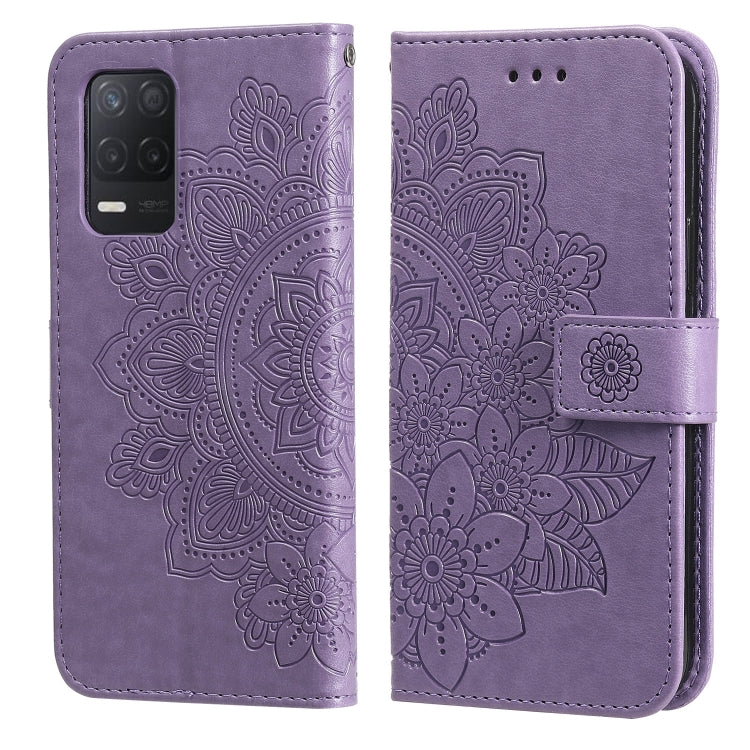7-petal Flowers Embossing Pattern Horizontal Flip PU Leather Case with Holder & Card Slots & Wallet & Photo Frame, For OPPO Reno6 5G, For OPPO Reno 6 Pro 5G, For OPPO Reno 6 Pro+ 5G, For OPPO Realme 8 5G