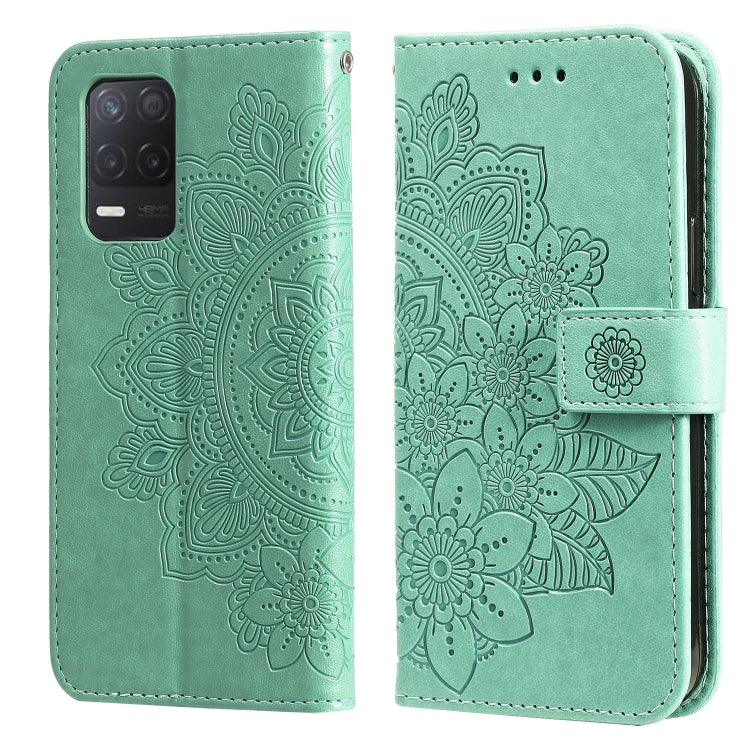 7-petal Flowers Embossing Pattern Horizontal Flip PU Leather Case with Holder & Card Slots & Wallet & Photo Frame, For OPPO Reno6 5G, For OPPO Reno 6 Pro 5G, For OPPO Reno 6 Pro+ 5G, For OPPO Realme 8 5G