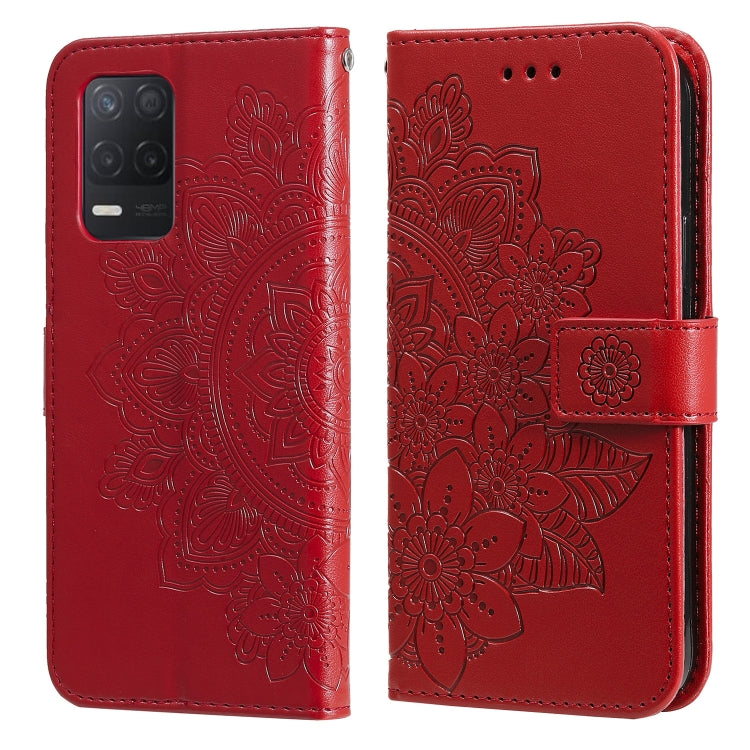 7-petal Flowers Embossing Pattern Horizontal Flip PU Leather Case with Holder & Card Slots & Wallet & Photo Frame, For OPPO Reno6 5G, For OPPO Reno 6 Pro 5G, For OPPO Reno 6 Pro+ 5G, For OPPO Realme 8 5G