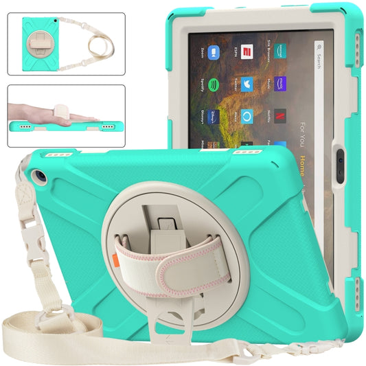 Silicone + PC Protective Case with Holder & Shoulder Strap, For Amazon Kindle Fire HD 10 2021