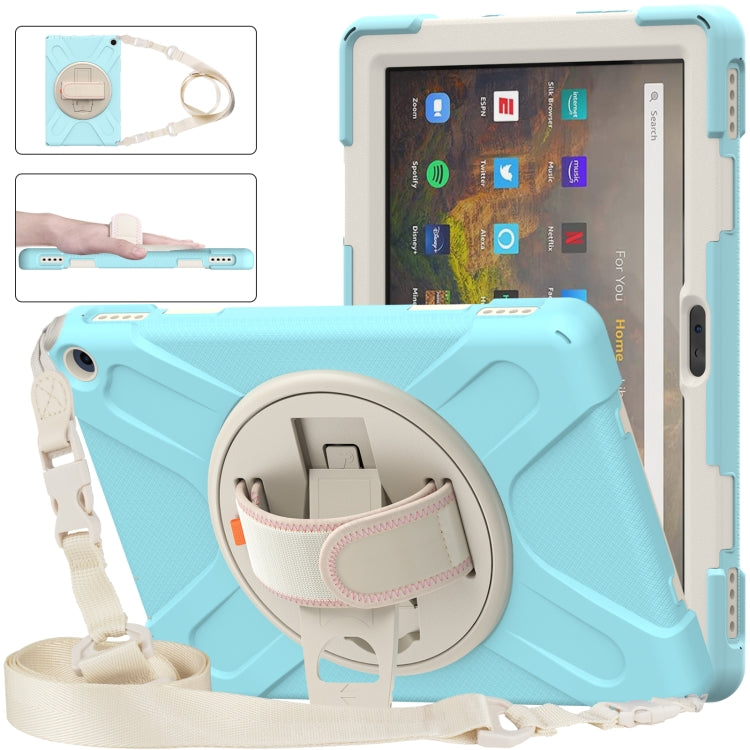 Silicone + PC Protective Case with Holder & Shoulder Strap, For Amazon Kindle Fire HD 10 2021
