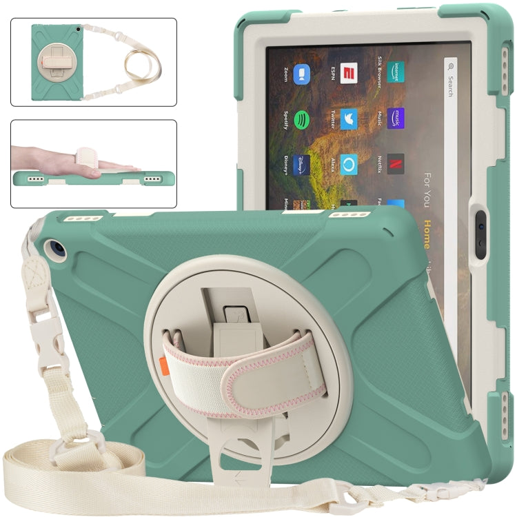 Silicone + PC Protective Case with Holder & Shoulder Strap, For Amazon Kindle Fire HD 10 2021