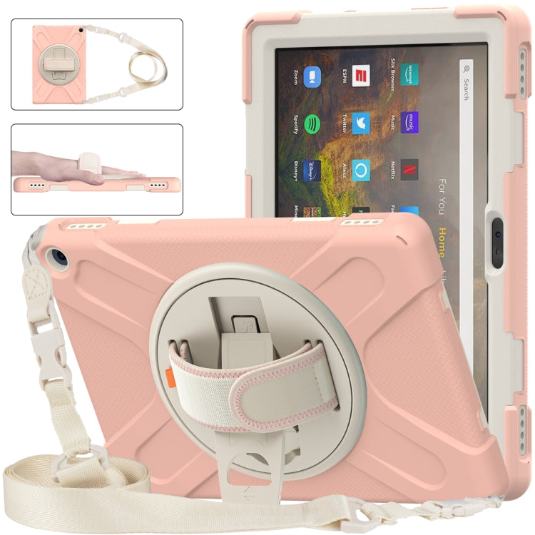 Silicone + PC Protective Case with Holder & Shoulder Strap, For Amazon Kindle Fire HD 10 2021