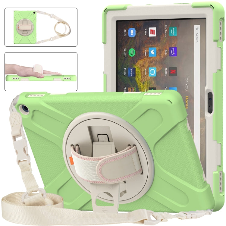 Silicone + PC Protective Case with Holder & Shoulder Strap, For Amazon Kindle Fire HD 10 2021