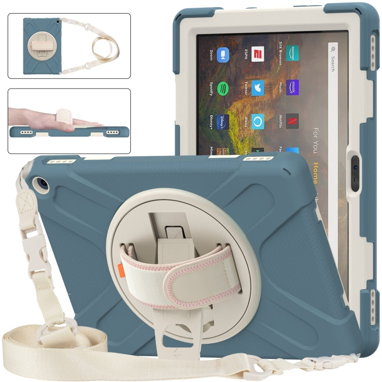 Silicone + PC Protective Case with Holder & Shoulder Strap, For Amazon Kindle Fire HD 10 2021