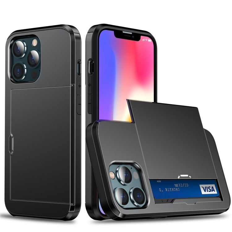 Shockproof Armor Protective Case with Slide Card Slot, For iPhone 13 mini, For iPhone 13, For iPhone 13 Pro, For iPhone 13 Pro Max