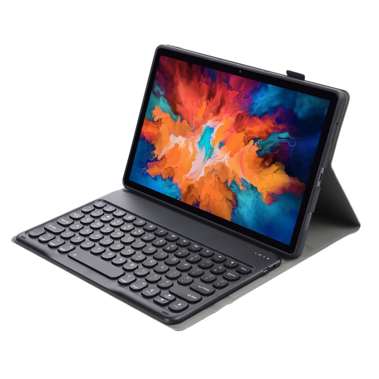 YAM12 Lambskin Texture Detachable Round Keycap Bluetooth Keyboard Leather Case with Holder, For Lenovo Pad Plus 11 inch TB-J607F / Tab P11 11 inch TB-J606F, For Lenovo Pad Plus 11 inch TB-J607F / Tab P11 11 inch TB-J606F / Pad 11 inch