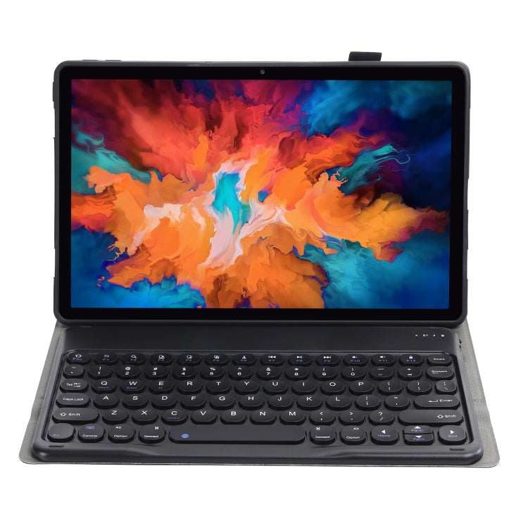 YAM13 Lambskin Texture Detachable Round Keycap Bluetooth Keyboard Leather Case with Holder, For Lenovo Pad Pro 11.5 inch 2021 TB-J716F