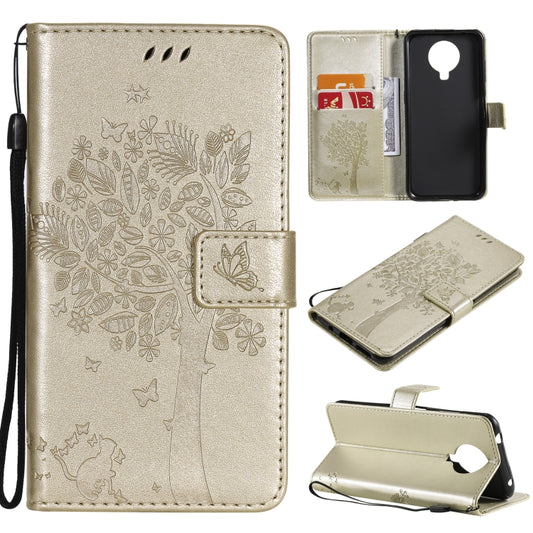 Tree & Cat Pattern Pressed Printing Horizontal Flip PU Leather Case with Holder & Card Slots & Wallet & Lanyard, For Nokia 6.3, For Nokia G20, For Nokia G10, For Nokia X20