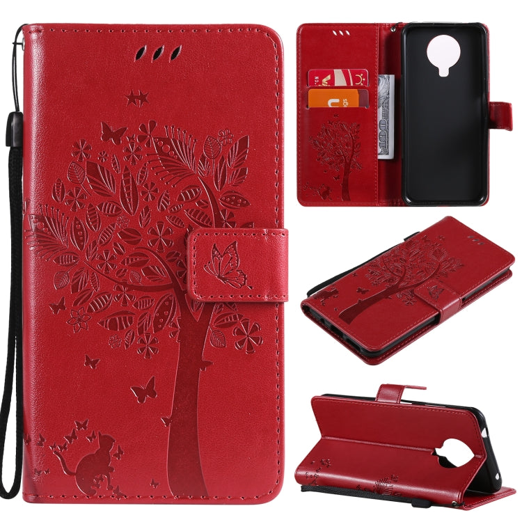 Tree & Cat Pattern Pressed Printing Horizontal Flip PU Leather Case with Holder & Card Slots & Wallet & Lanyard, For Nokia 6.3, For Nokia G20, For Nokia G10, For Nokia X20