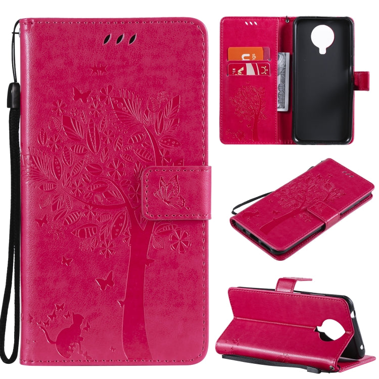 Tree & Cat Pattern Pressed Printing Horizontal Flip PU Leather Case with Holder & Card Slots & Wallet & Lanyard, For Nokia 6.3, For Nokia G20, For Nokia G10, For Nokia X20