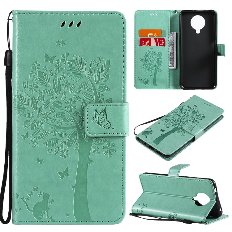 Tree & Cat Pattern Pressed Printing Horizontal Flip PU Leather Case with Holder & Card Slots & Wallet & Lanyard, For Nokia 6.3, For Nokia G20, For Nokia G10, For Nokia X20