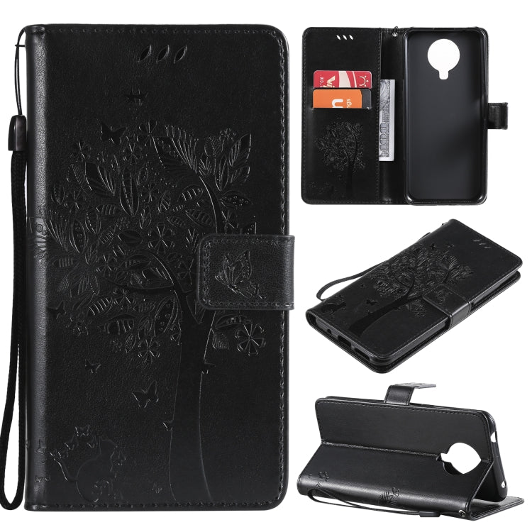 Tree & Cat Pattern Pressed Printing Horizontal Flip PU Leather Case with Holder & Card Slots & Wallet & Lanyard, For Nokia 6.3, For Nokia G20, For Nokia G10, For Nokia X20