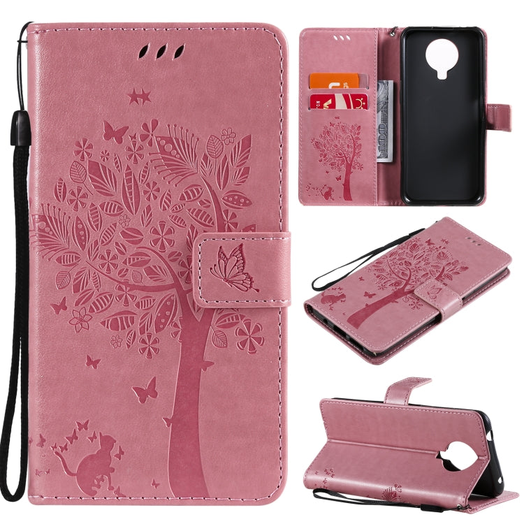 Tree & Cat Pattern Pressed Printing Horizontal Flip PU Leather Case with Holder & Card Slots & Wallet & Lanyard, For Nokia 6.3, For Nokia G20, For Nokia G10, For Nokia X20
