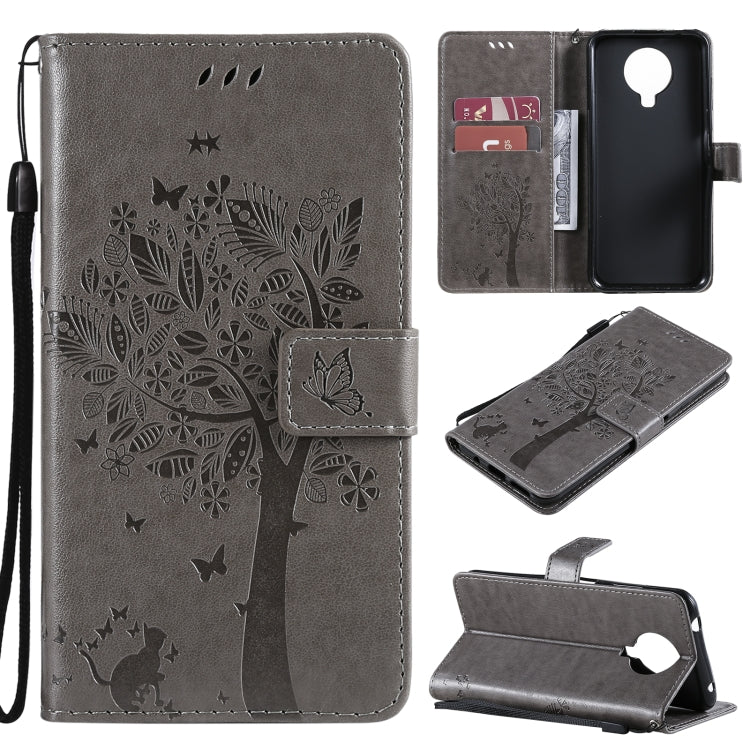 Tree & Cat Pattern Pressed Printing Horizontal Flip PU Leather Case with Holder & Card Slots & Wallet & Lanyard, For Nokia 6.3, For Nokia G20, For Nokia G10, For Nokia X20