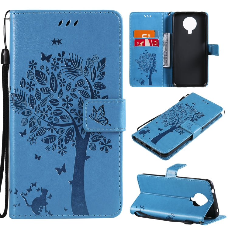Tree & Cat Pattern Pressed Printing Horizontal Flip PU Leather Case with Holder & Card Slots & Wallet & Lanyard, For Nokia 6.3, For Nokia G20, For Nokia G10, For Nokia X20