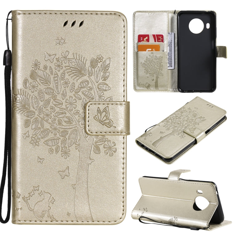 Tree & Cat Pattern Pressed Printing Horizontal Flip PU Leather Case with Holder & Card Slots & Wallet & Lanyard, For Nokia 6.3, For Nokia G20, For Nokia G10, For Nokia X20