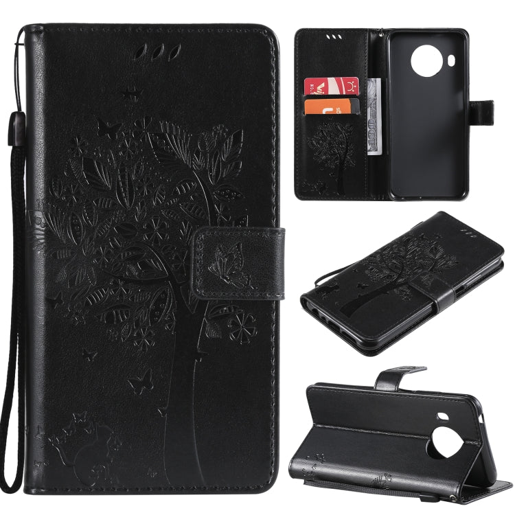 Tree & Cat Pattern Pressed Printing Horizontal Flip PU Leather Case with Holder & Card Slots & Wallet & Lanyard, For Nokia 6.3, For Nokia G20, For Nokia G10, For Nokia X20