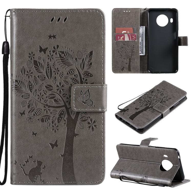 Tree & Cat Pattern Pressed Printing Horizontal Flip PU Leather Case with Holder & Card Slots & Wallet & Lanyard, For Nokia 6.3, For Nokia G20, For Nokia G10, For Nokia X20