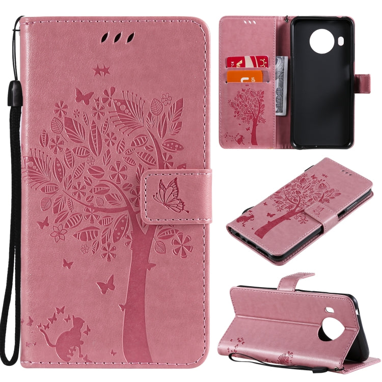 Tree & Cat Pattern Pressed Printing Horizontal Flip PU Leather Case with Holder & Card Slots & Wallet & Lanyard, For Nokia 6.3, For Nokia G20, For Nokia G10, For Nokia X20
