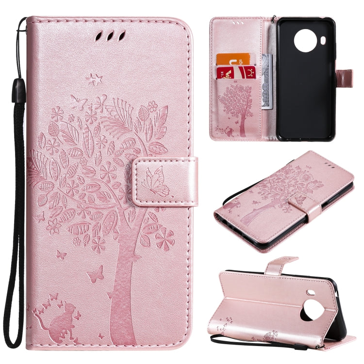 Tree & Cat Pattern Pressed Printing Horizontal Flip PU Leather Case with Holder & Card Slots & Wallet & Lanyard, For Nokia 6.3, For Nokia G20, For Nokia G10, For Nokia X20