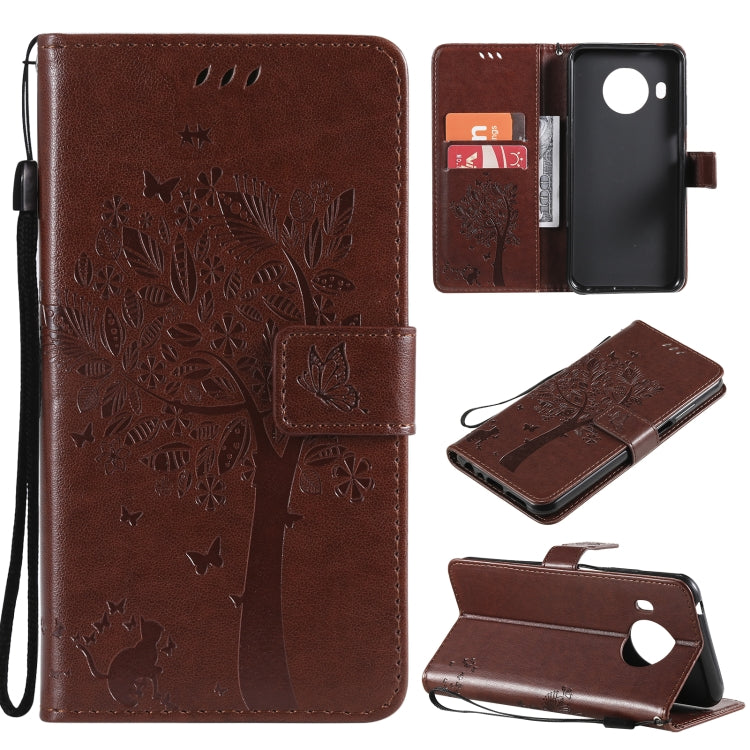 Tree & Cat Pattern Pressed Printing Horizontal Flip PU Leather Case with Holder & Card Slots & Wallet & Lanyard, For Nokia 6.3, For Nokia G20, For Nokia G10, For Nokia X20
