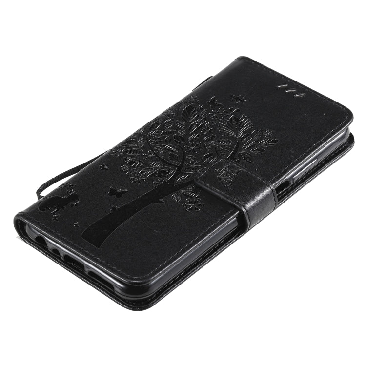 Tree & Cat Pattern Pressed Printing Horizontal Flip PU Leather Case with Holder & Card Slots & Wallet & Lanyard, For Nokia X10, For Nokia 5.3