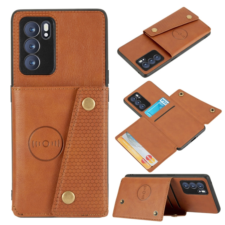Double Buckle PU + TPU Shockproof Magnetic Protective Case with Card Slot & Holder, For OPPO Reno6 Pro 5G, For OPPO Reno6 Pro+ 5G, For Samsung Galaxy A22 5G, For Samsung Galaxy A22 4G