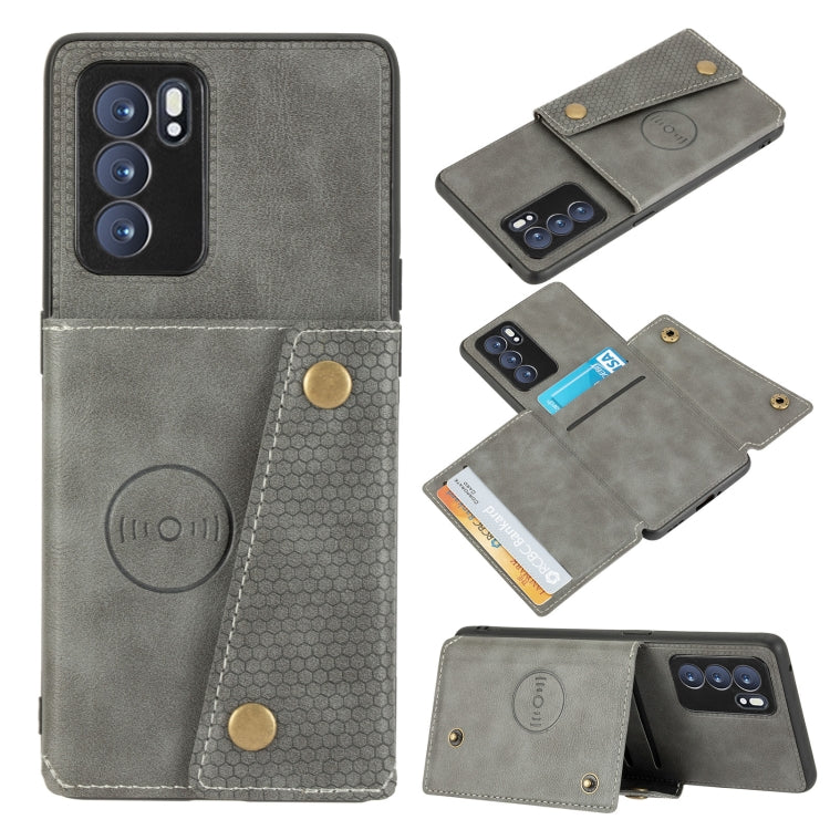 Double Buckle PU + TPU Shockproof Magnetic Protective Case with Card Slot & Holder, For OPPO Reno6 Pro 5G, For OPPO Reno6 Pro+ 5G, For Samsung Galaxy A22 5G, For Samsung Galaxy A22 4G