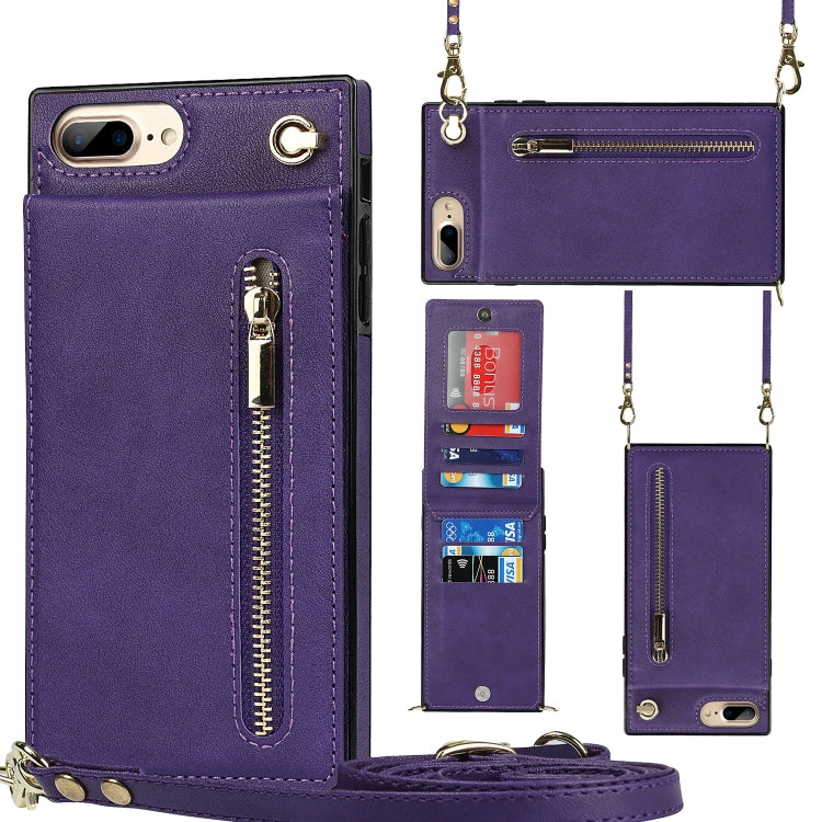 Cross-body Zipper Square TPU+PU Back Cover Case with Holder & Card Slots & Wallet & Strap, For iPhone 8 Plus / 7 Plus, For iPhone 11, For iPhone 11 Pro, For iPhone 11 Pro Max, For iPhone 12 mini, For iPhone 12 / 12 Pro, For iPhone 12 Pro Max           ...