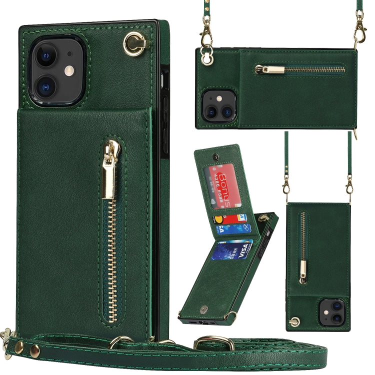 Cross-body Zipper Square TPU+PU Back Cover Case with Holder & Card Slots & Wallet & Strap, For iPhone 8 Plus / 7 Plus, For iPhone 11, For iPhone 11 Pro, For iPhone 11 Pro Max, For iPhone 12 mini, For iPhone 12 / 12 Pro, For iPhone 12 Pro Max           ...