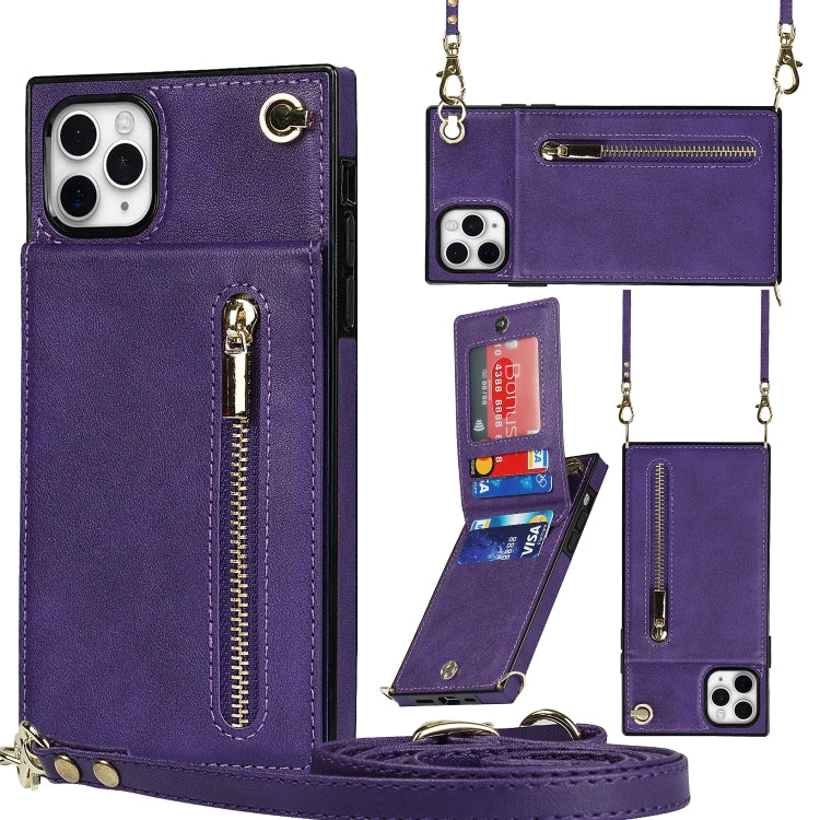 Cross-body Zipper Square TPU+PU Back Cover Case with Holder & Card Slots & Wallet & Strap, For iPhone 8 Plus / 7 Plus, For iPhone 11, For iPhone 11 Pro, For iPhone 11 Pro Max, For iPhone 12 mini, For iPhone 12 / 12 Pro, For iPhone 12 Pro Max           ...
