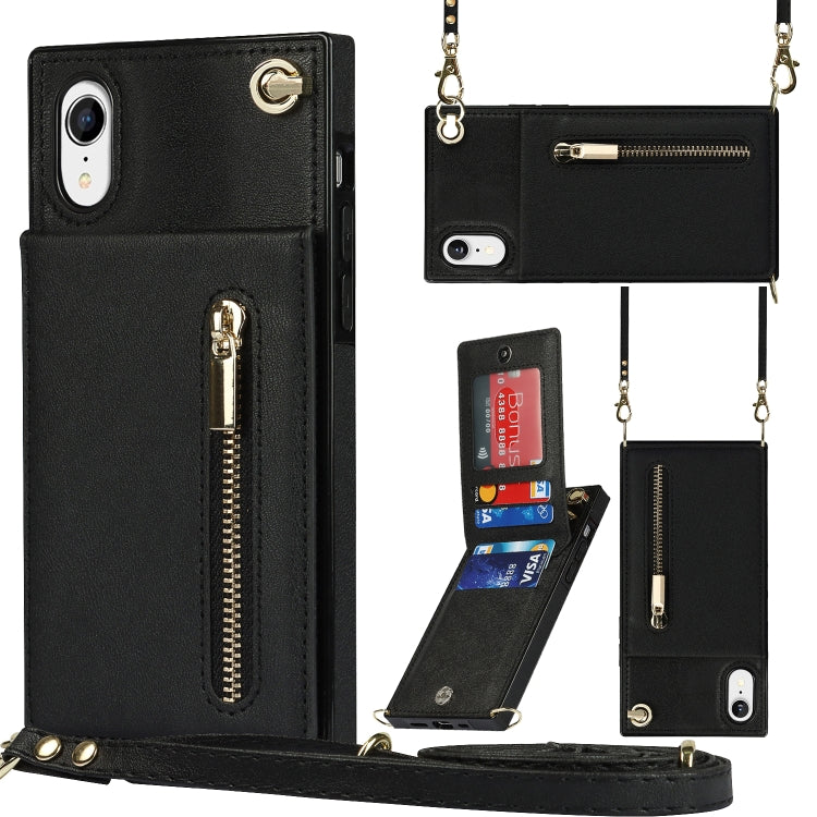 Cross-body Zipper Square TPU+PU Back Cover Case with Holder & Card Slots & Wallet & Strap, For iPhone XR, For iPhone XS Max