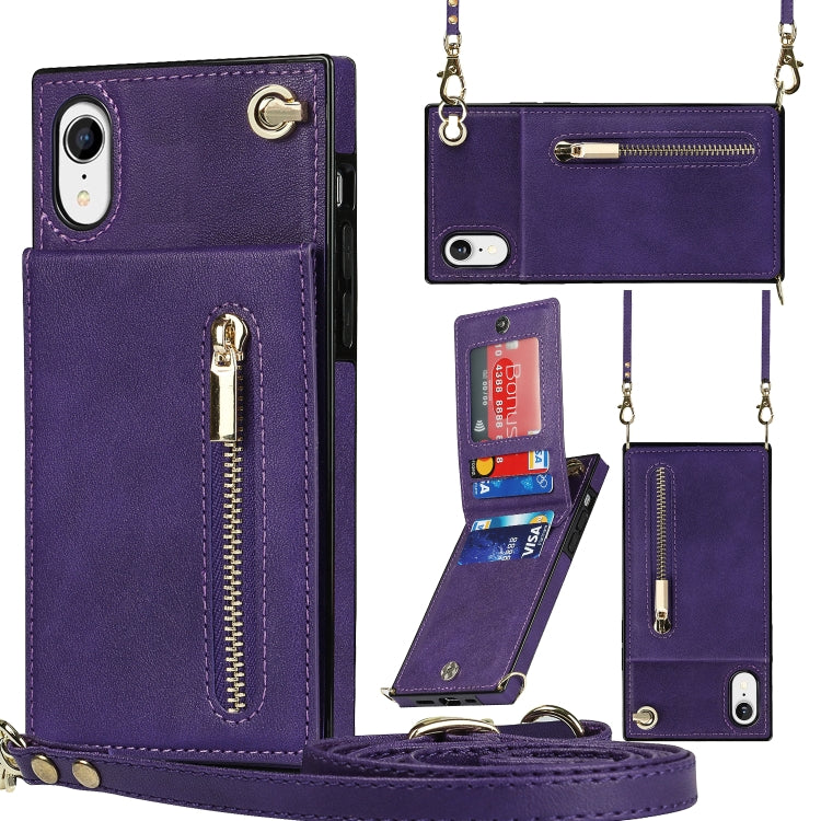 Cross-body Zipper Square TPU+PU Back Cover Case with Holder & Card Slots & Wallet & Strap, For iPhone XR, For iPhone XS Max