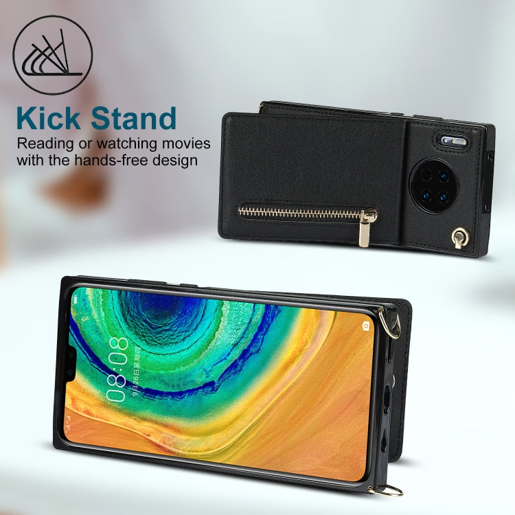 Cross-body Zipper Square TPU+PU Back Cover Case with Holder & Card Slots & Wallet & Strap, For Huawei Mate 30, For Huawei Mate 30 Pro, For Huawei P30, For Huawei P30 Lite, For Huawei P30 Pro, For Huawei P40, For Huawei P40 Pro
