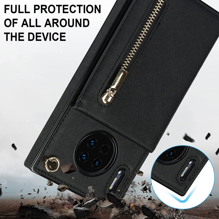 Cross-body Zipper Square TPU+PU Back Cover Case with Holder & Card Slots & Wallet & Strap, For Huawei Mate 30, For Huawei Mate 30 Pro, For Huawei P30, For Huawei P30 Lite, For Huawei P30 Pro, For Huawei P40, For Huawei P40 Pro