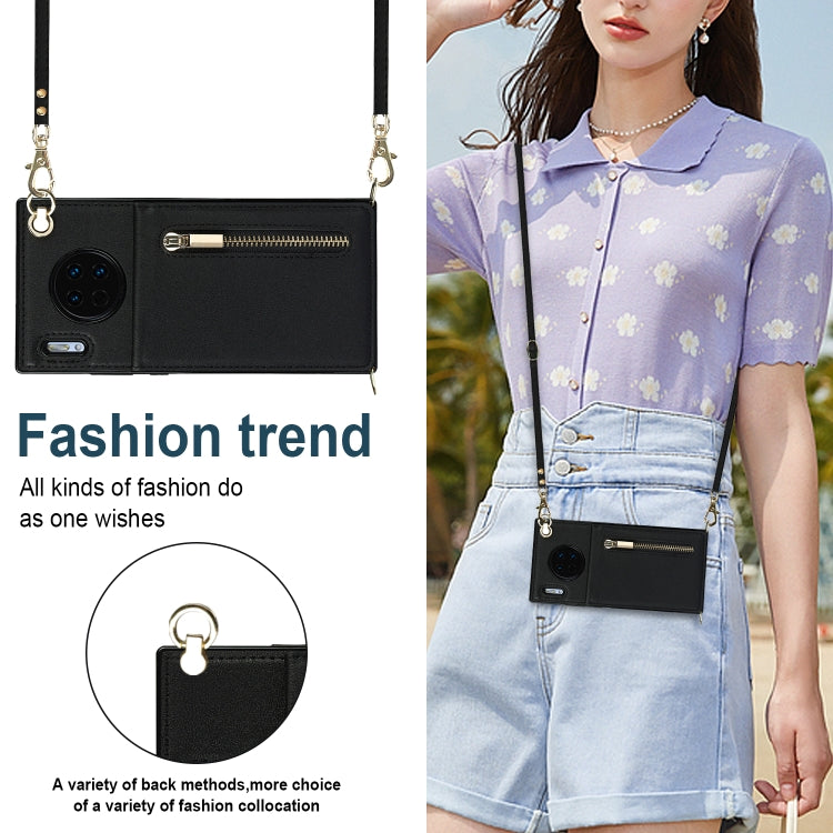 Cross-body Zipper Square TPU+PU Back Cover Case with Holder & Card Slots & Wallet & Strap, For Huawei Mate 30, For Huawei Mate 30 Pro, For Huawei P30, For Huawei P30 Lite, For Huawei P30 Pro, For Huawei P40, For Huawei P40 Pro