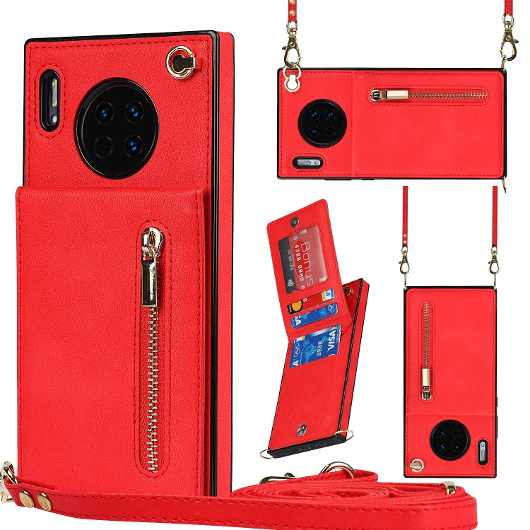 Cross-body Zipper Square TPU+PU Back Cover Case with Holder & Card Slots & Wallet & Strap, For Huawei Mate 30, For Huawei Mate 30 Pro, For Huawei P30, For Huawei P30 Lite, For Huawei P30 Pro, For Huawei P40, For Huawei P40 Pro