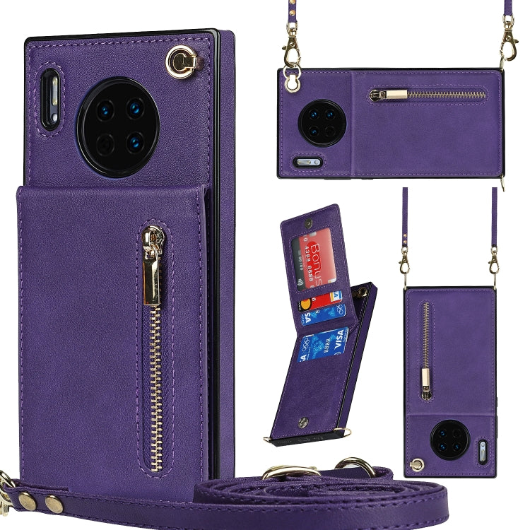 Cross-body Zipper Square TPU+PU Back Cover Case with Holder & Card Slots & Wallet & Strap, For Huawei Mate 30, For Huawei Mate 30 Pro, For Huawei P30, For Huawei P30 Lite, For Huawei P30 Pro, For Huawei P40, For Huawei P40 Pro