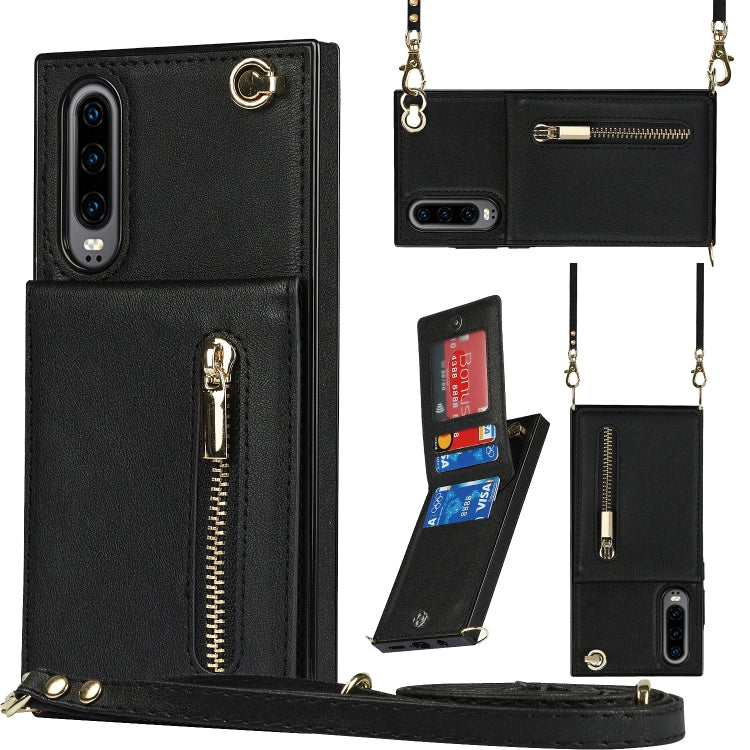 Cross-body Zipper Square TPU+PU Back Cover Case with Holder & Card Slots & Wallet & Strap, For Huawei Mate 30, For Huawei Mate 30 Pro, For Huawei P30, For Huawei P30 Lite, For Huawei P30 Pro, For Huawei P40, For Huawei P40 Pro