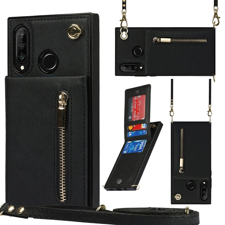 Cross-body Zipper Square TPU+PU Back Cover Case with Holder & Card Slots & Wallet & Strap, For Huawei Mate 30, For Huawei Mate 30 Pro, For Huawei P30, For Huawei P30 Lite, For Huawei P30 Pro, For Huawei P40, For Huawei P40 Pro