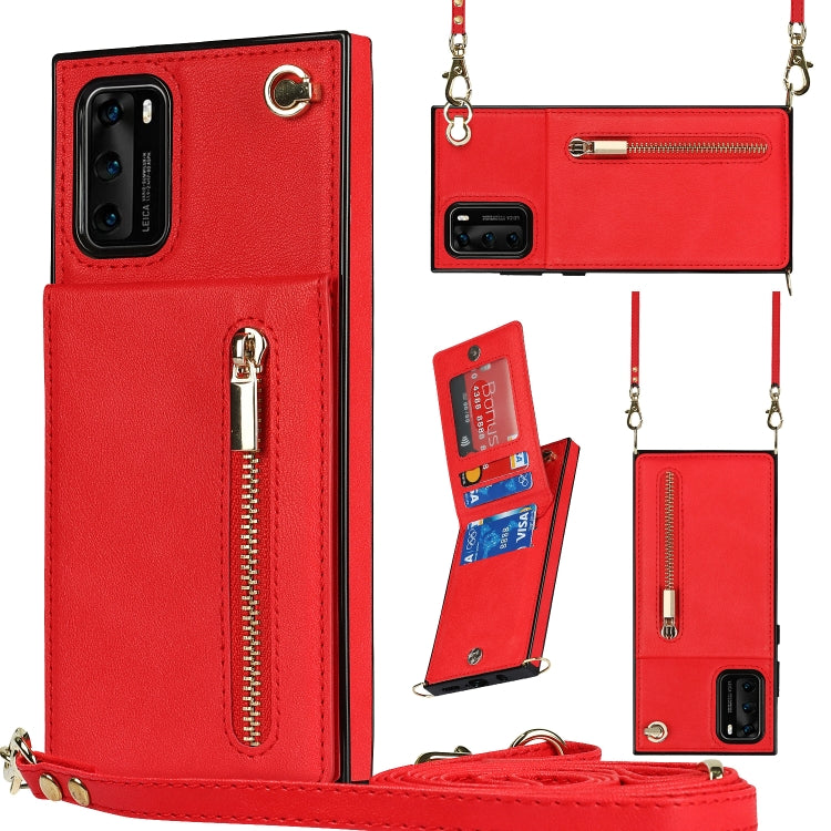 Cross-body Zipper Square TPU+PU Back Cover Case with Holder & Card Slots & Wallet & Strap, For Huawei Mate 30, For Huawei Mate 30 Pro, For Huawei P30, For Huawei P30 Lite, For Huawei P30 Pro, For Huawei P40, For Huawei P40 Pro
