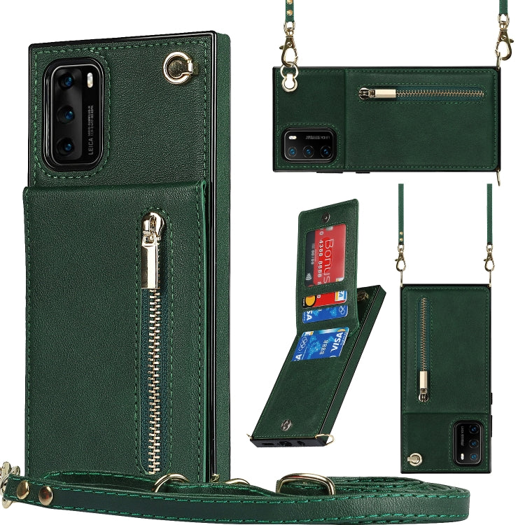 Cross-body Zipper Square TPU+PU Back Cover Case with Holder & Card Slots & Wallet & Strap, For Huawei Mate 30, For Huawei Mate 30 Pro, For Huawei P30, For Huawei P30 Lite, For Huawei P30 Pro, For Huawei P40, For Huawei P40 Pro