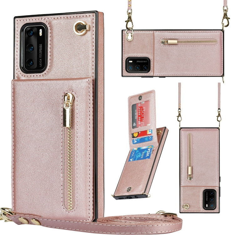 Cross-body Zipper Square TPU+PU Back Cover Case with Holder & Card Slots & Wallet & Strap, For Huawei Mate 30, For Huawei Mate 30 Pro, For Huawei P30, For Huawei P30 Lite, For Huawei P30 Pro, For Huawei P40, For Huawei P40 Pro