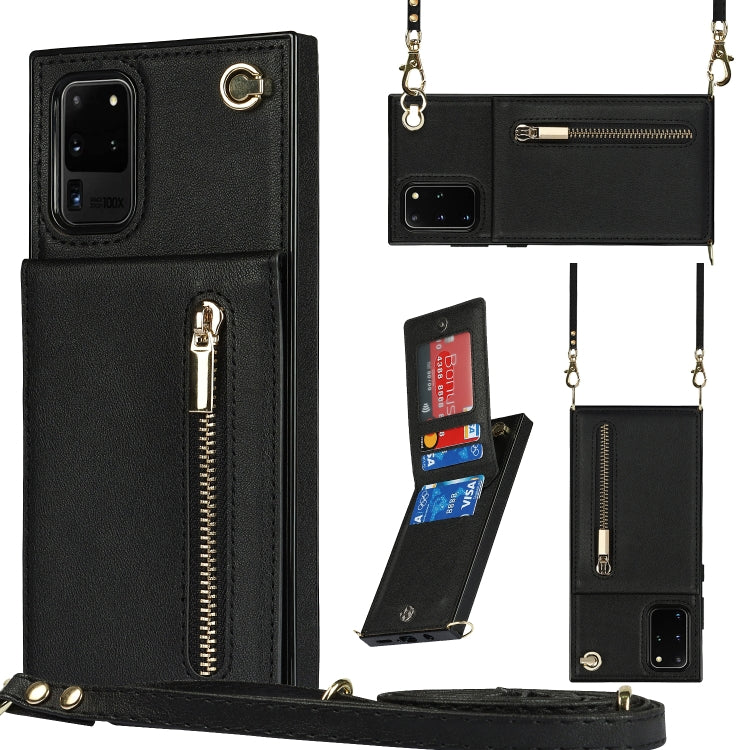 Cross-body Zipper Square TPU+PU Back Cover Case with Holder & Card Slots & Wallet & Strap, For Samsung Galaxy S21 5G, For Samsung Galaxy S21+ 5G, For Samsung Galaxy S21 Ultra 5G, For Samsung Galaxy S20, For Samsung Galaxy S20+                          ...