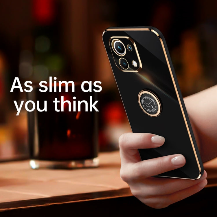XINLI Straight Edge 6D Electroplate TPU Phone Case with Ring Holder, For Xiaomi Mi 11 Lite, For Xiaomi Redmi K30 Pro