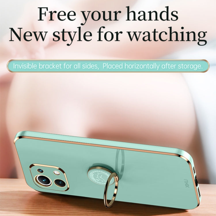 XINLI Straight Edge 6D Electroplate TPU Phone Case with Ring Holder, For Xiaomi Mi 11 Lite, For Xiaomi Redmi K30 Pro