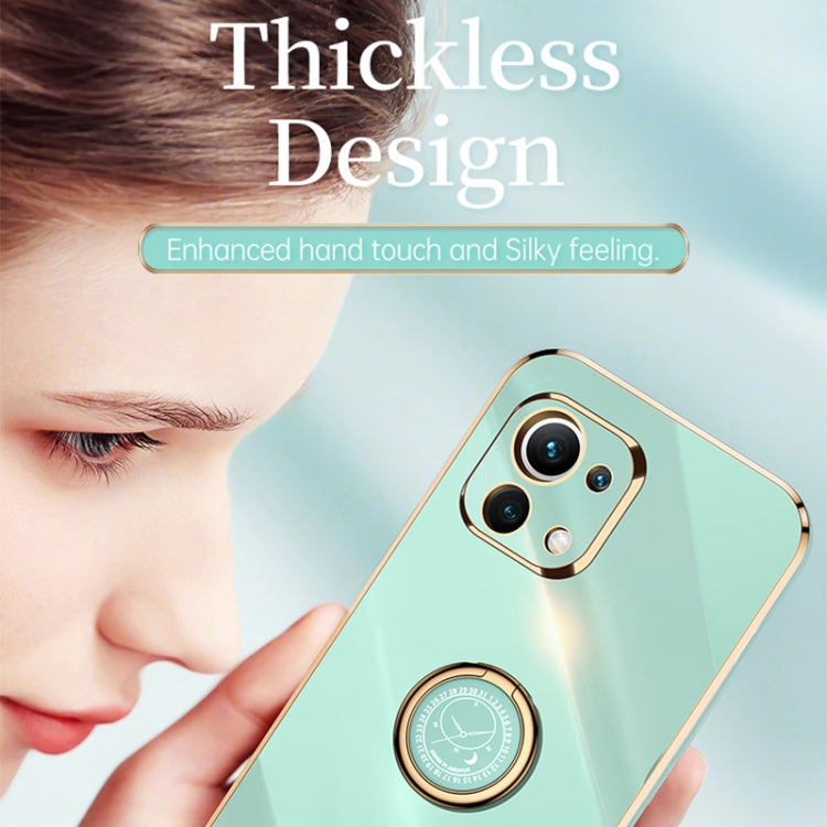 XINLI Straight Edge 6D Electroplate TPU Phone Case with Ring Holder, For Xiaomi Mi 11 Lite, For Xiaomi Redmi K30 Pro