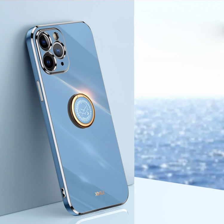 XINLI Straight Edge 6D Electroplate TPU Phone Case with Ring Holder, For iPhone 6 / 6s, For iPhone 6 Plus / 6s Plus, For iPhone 8 Plus / 7 Plus, For iPhone SE 2022 / SE 2020 / 8 / 7, For iPhone 11, For iPhone 11 Pro